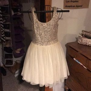 Short gold sequin homecoming dress